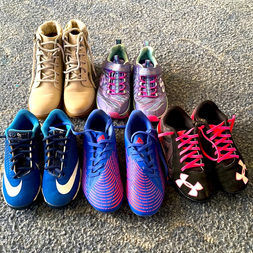 Girls shoes and girls softball cleats.
